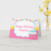 Cupcake- en glazuur-verjaardagsfeestje kaart (Gele Bloem)