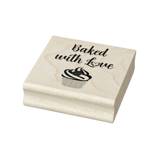 Cupcake en Hart Gebakken met Liefde Rubberstempel (Stempel)