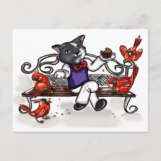 Cupcake en kardinalen briefkaart (Voorkant)