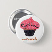 Cupcake en La Mustache Ronde Button 5,7 Cm (Voorkant /achterkant)