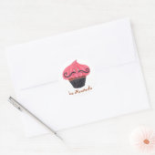 Cupcake en La Mustache Ronde Sticker (Envelop)
