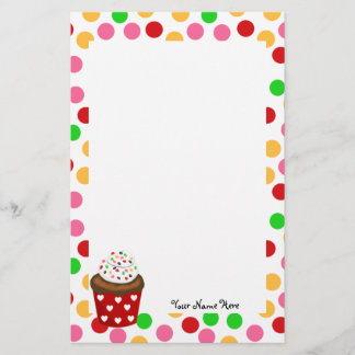 Cupcake en Polka Dot Briefpapier