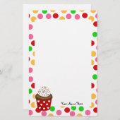 Cupcake en Polka Dot Briefpapier (Voorkant / Achterkant)