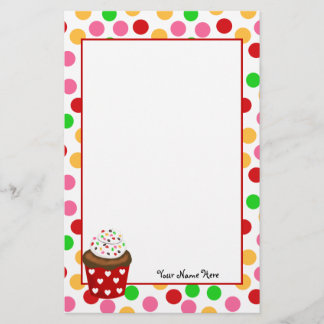 Cupcake en Polka Dot Briefpapier