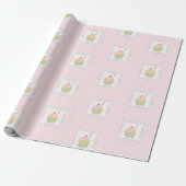 Cupcake en roze strepen Leuk Eetbaar Cadeaupapier (Uitgerold)