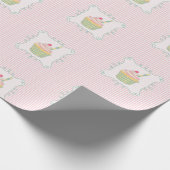 Cupcake en roze strepen Leuk Eetbaar Cadeaupapier (Hoek)