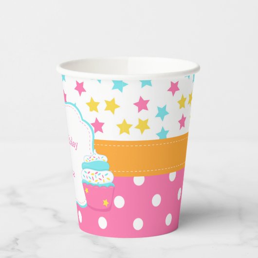 Cupcake en Sprinkles Birthday Party Papieren Bekers (Links)