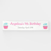 Cupcake en Sprinkles Birthday Party Spandoek (Horizontaal)