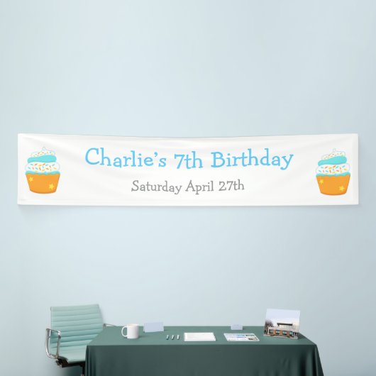 Cupcake en Sprinkles Birthday Party Spandoek (Beurs)