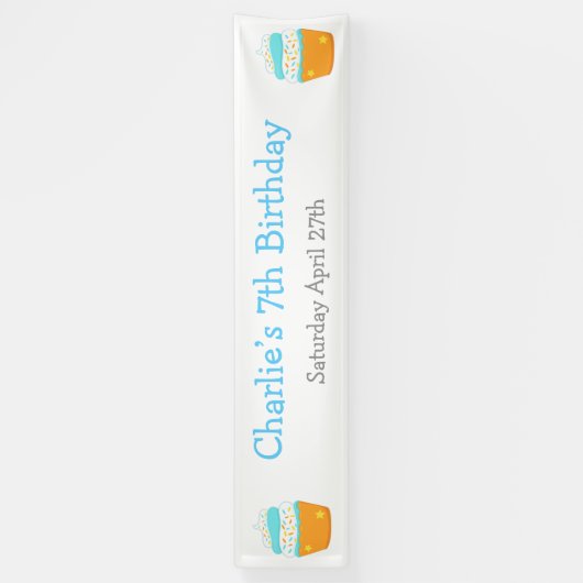 Cupcake en Sprinkles Birthday Party Spandoek (Verticaal)