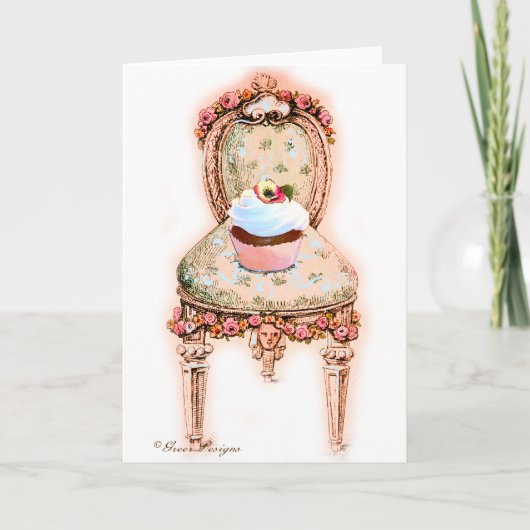 Cupcake en stoel  stijl Kaarten (Voorkant)