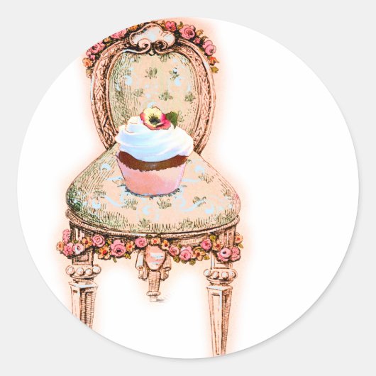Cupcake en Stoel  Stijl Stickers Labels (Voorkant)