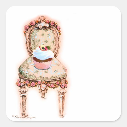 Cupcake en Stoel  Stijl Stickers Labels (Voorkant)