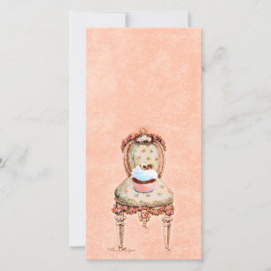 Cupcake en Stoel vintage stijl foto kaart
