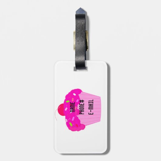 Cupcake en Stripes Bagagelabel (Achterkant verticaal)