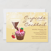Cupcake Exchange & Cocktail Party Invitation-crème Kaart (Voorkant)