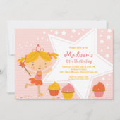 Cupcake Fairy Birthday Party Invitation Kaart (Voorkant)