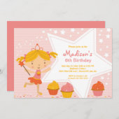 Cupcake Fairy Birthday Party Invitation Kaart (Voorkant / Achterkant)