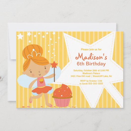 Cupcake Fairy Birthday Party Invitation Kaart (Voorkant)