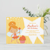 Cupcake Fairy Birthday Party Invitation Kaart (Staand voorkant)
