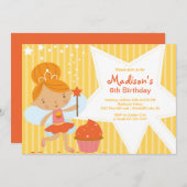 Cupcake Fairy Birthday Party Invitation Kaart (Voorkant / Achterkant)