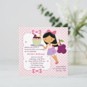 Cupcake Fairy Paars and Pink Girly Birthday Party Kaart (Staand voorkant)