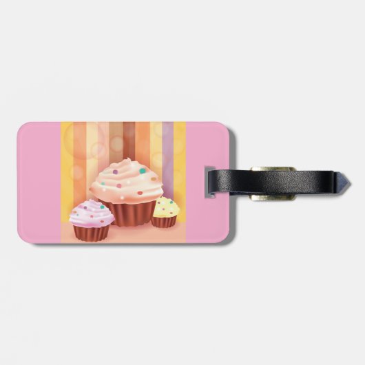 Cupcake Fantasy Kleurrijke snoepjes Bagagelabel (Achterkant horizontaal)