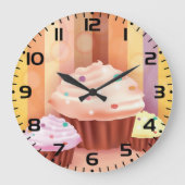 Cupcake Fantasy Kleurrijke snoepjes Grote Klok (Voorkant)