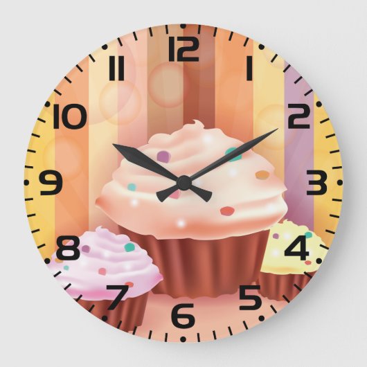 Cupcake Fantasy Kleurrijke snoepjes Grote Klok (Voorkant)