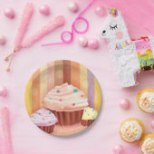 Cupcake Fantasy Kleurrijke snoepjes Papieren Bordje (Feest)