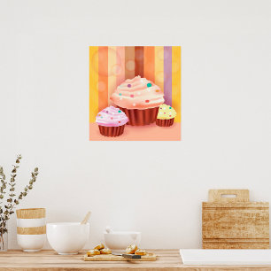 Cupcake Fantasy Kleurrijke snoepjes Poster