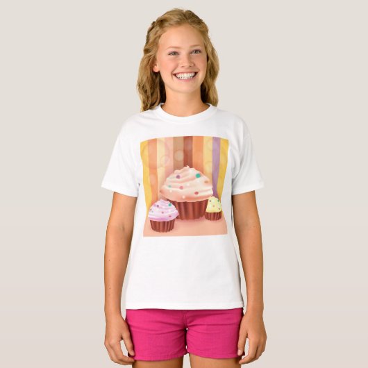 Cupcake Fantasy Kleurrijke snoepjes T-shirt (Voorkant volledig)