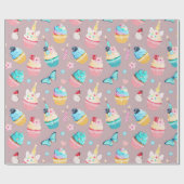 Cupcake Feestje Cadeaupapier (Vlak)