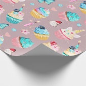 Cupcake Feestje Cadeaupapier (Hoek)