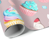 Cupcake Feestje Cadeaupapier (Rol Hoek)