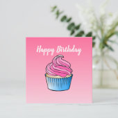 Cupcake Flat Greeting Birthday Kaart (Staand voorkant)