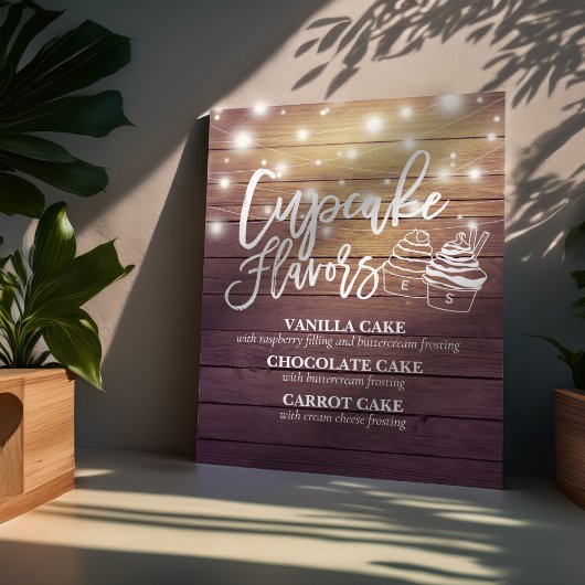 Cupcake Flavors Weddenschap Couple Mason Jar Wood Poster