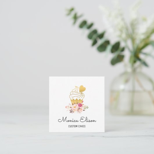 cupcake floral gepersonaliseerd visitekaartje (Staand voorkant)