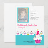 Cupcake Foto-uitnodigingen, Birthday Party Kaart (Voorkant / Achterkant)