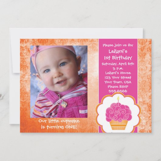Cupcake Foto-uitnodigingen Kaart (Voorkant)