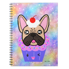 Cupcake Franse Bulldog Cute Rainbow Sparkle Notitieboek