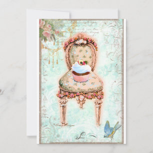 Cupcake Franse Victoriaans uitnodiging