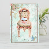 Cupcake Franse Victoriaans uitnodiging (Staand voorkant)