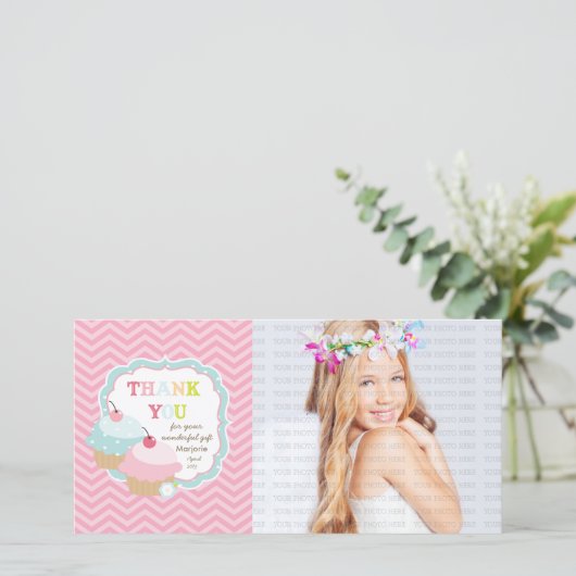 Cupcake Fun Colorful Bedankt (Staand voorkant)