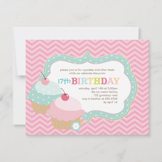 Cupcake Fun Colorful Birthday Party Kaart (Voorkant)