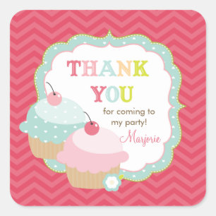 Cupcake Fun Colorful Dank je wel Vierkante Sticker