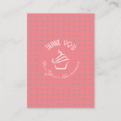 Cupcake gebak bakkerij polka stippen licht koraal informatiekaartje (Voorkant)
