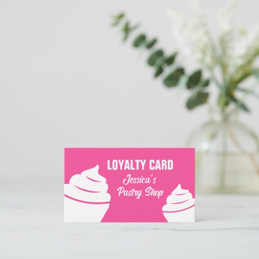 Cupcake gebakje loyaliteit ponskaart sjabloon visitekaartje (Staand voorkant)