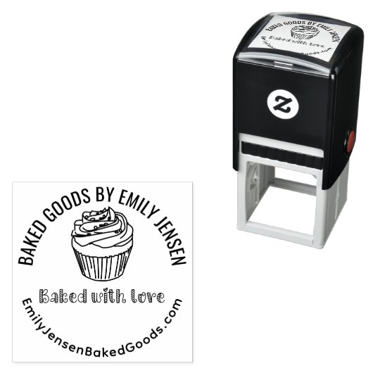 Cupcake gebakken met liefde Bedrijfsnaam Website # Zelfinktende Stempel (In situ)