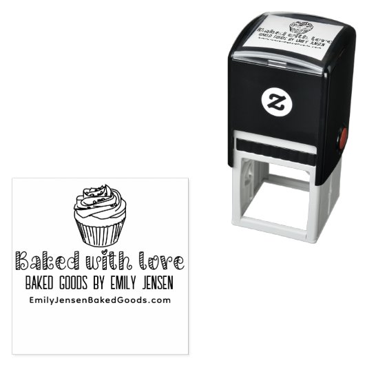 Cupcake Gebakken met Liefde Zakelijke Naam Website Zelfinktende Stempel (In situ)